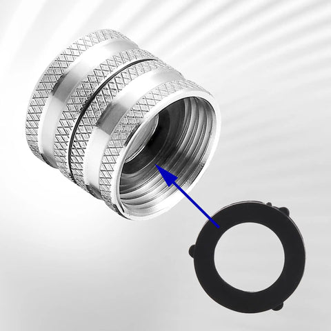 Four Pack Garden Hose Adapters Kit Three Quarter Inch Stainless Steel Double Male and Double Female Swivel Connectors With Washers For Leak Free Water Hose Setup, washer detail