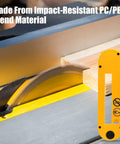 Heavy Duty Dado Throat Plate For 10 Inch Job Site Table Saw installed over cutting wood, impact-resistant PC/PBT blend material.