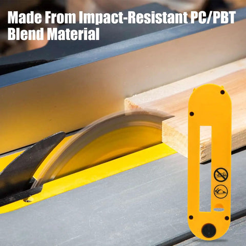 Heavy Duty Dado Throat Plate For 10 Inch Job Site Table Saw installed over cutting wood, impact-resistant PC/PBT blend material.