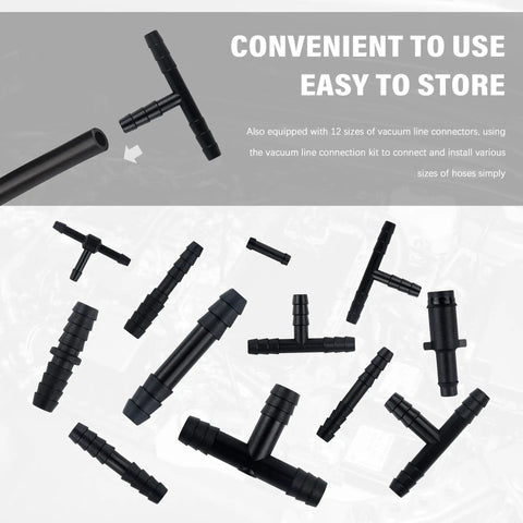 All In One Vacuum Line Kit With Six Five Foot Silicone Hoses In One Eighth To Three Eighth Inch Diameters And 64 Connectors, 130 PSI connectors