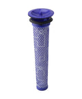 2 Pack Replacement Pre Filters For Dyson V6 V7 V8 Series Vacuum Cleaners Compatible With DC58 DC59 Top Notch Fit And Killer Suction Keeps Your Vac Running Like New Replaces Part 965661 01 - Close-up view of a single purple filter with mesh design suitable for DC58 and DC59 models.