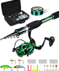 Graphite Telescoping Fishing Rod And Reel Combo With Carrier Bag Go-To Portable Travel Kit For Freshwater And Saltwater Fishing