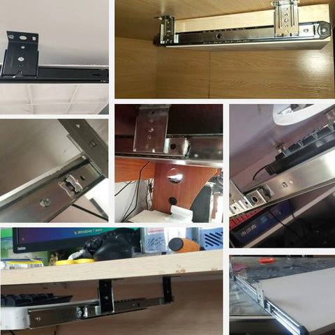Heavy Duty Metal Drawer Slides 35cm Two Pack With Ball Bearing Runners Height Adjustable And Rust Resistant Smooth Quiet Glide 40kg Load Capacity Beefy Steel Drawer Rails For Kitchen Cabinets And Tool Chests installed under cabinet