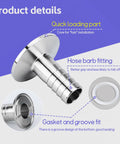 Two-pack stainless steel tri-clamp to 1-inch hose barb fittings with silicone gaskets and hose clamps