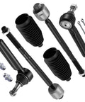 6 Piece Front Inner And Outer Tie Rod Ends Kit With Boots For Chevy Tahoe Silverado GMC Sierra Cadillac Escalade 2007-2014 Replacement Set Fits SUVs And Trucks Beefy Heavy Duty Steel Build For Easy Install, black steel parts on white