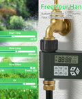 Hose Faucet Water Timer For Outdoor Garden Watering, Programmable Sprinkler Timer With Rain Delay, Manual And Auto Modes, IP67 Waterproof, mounted on outdoor faucet