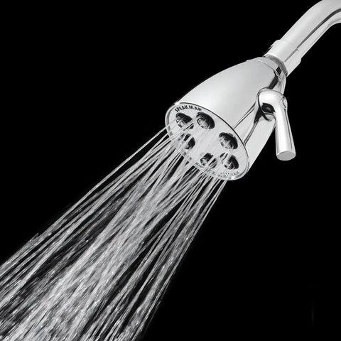 Dope Solid Brass Shower Head With Anystream 360 Tech showing adjustable water streams and easy side handle, polished chrome finish.
