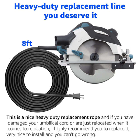 Heavy Duty Replacement Power Cord 664463-0 2X14X8 SJ for Circular Saws, Polishers and Sanders Universal Fit Easy Swap Durable Cord Built Tough For Makita Tools