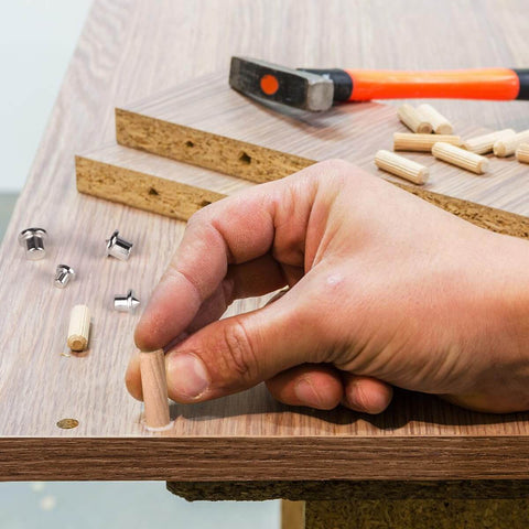 Pro Grade Woodworking Dowel Pin Set With 24 Centering Pins In 6 8 10 12 Mm And 75 Dowel Pins In 6 8 10 Mm for precise hole alignment
