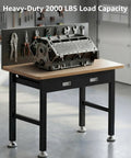 Heavy Duty 39.4 Inch Steel Workbench With Drawer And Pegboard 2000 Lb Capacity Garage Workshop Table in use
