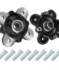 New Badass Front Wheel Hub Assembly With Wheel Studs Pair Ready Fast Swap For Polaris Ranger 570 900 1000 Diesel HST Evo Full Size UTV Off Road Trails, showing two hubs and studs.