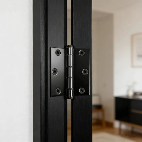 Beefy 3 Inch Door Hinges 24 Pack Black Square Hinge Set With Soft Close Cushion For Interior And Exterior Doors Rust Resistant Metal 3 X 3 Inches 6 Hole Hardware For Hollow Core And Solid Doors Quiet And Durable