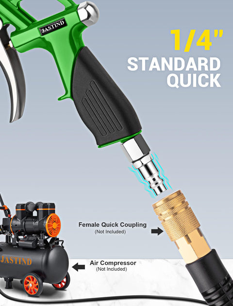 Long Reach Extendable 19 To 28 Inch Air Nozzle Blow Gun With High Pressure Output Rubber Grip Handle Quick Plug connection detail