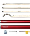 VINWOX 9-piece carbide wood lathe turning tool set with red aluminum handles and various blades