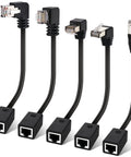 Five Pack Multi Angle Cat6 Ethernet Extension Cables With Up Down Left Right Straight Angles For A Kink Free Setup Shielded FTP
