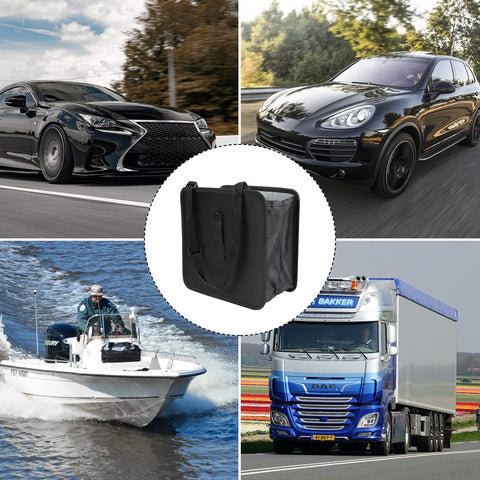 Foldable Car Trash Can Organizer, Hanging Waterproof Leakproof Storage Bag With Large Capacity in black Oxford fabric