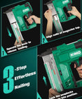 Heavy Duty 2 Inch Cordless Brad Nailer And Stapler Combo 18 Gauge 20V Power Tool with loading steps demonstration.