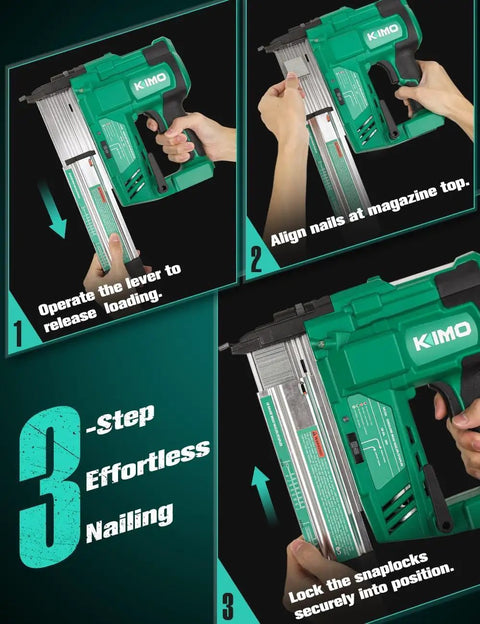 Heavy Duty 2 Inch Cordless Brad Nailer And Stapler Combo 18 Gauge 20V Power Tool with loading steps demonstration.