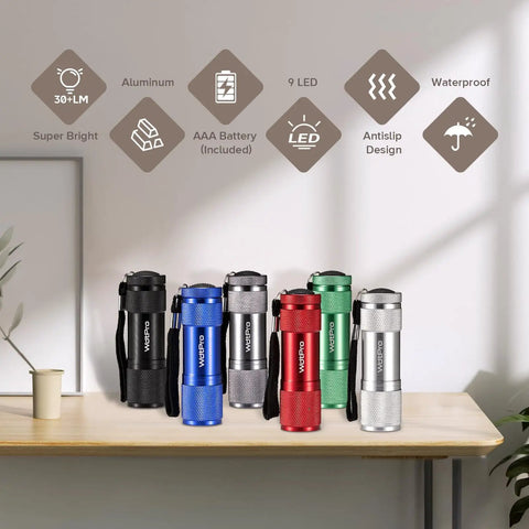 LED Mini Flashlights Six Pack With Lanyards Ultra Bright Kids Flashlights In Assorted Colors Aluminum Body Skid Proof Grip Perfect For Night Reading Power Outages Camping And Emergency Tac Torch Style