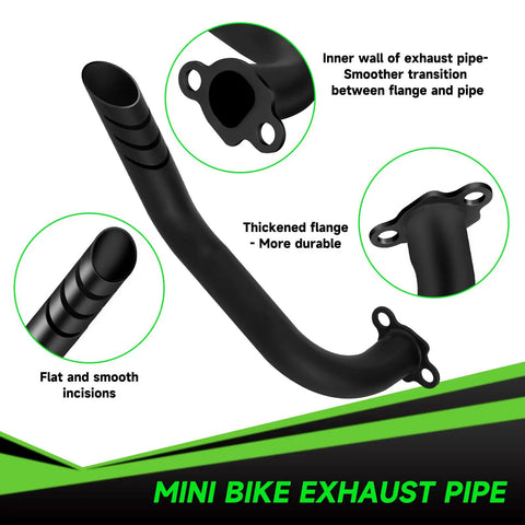 Exhaust Pipe Kit For Predator 212cc And GX Engines with black finish, flange details, and valve springs for mini bikes shown