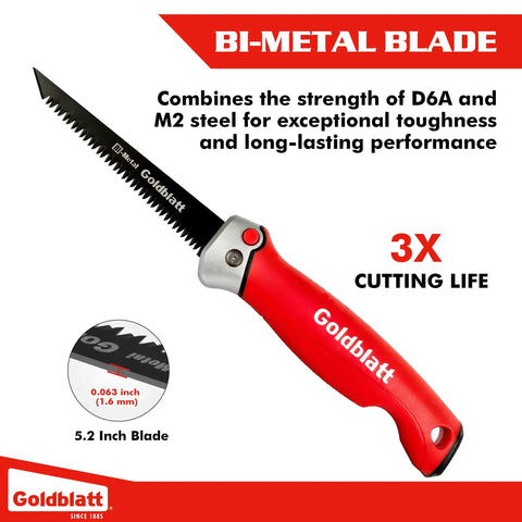 Folding Drywall Saw With Soft Grip Handle Jab Saw for Sheetrock Wallboard Plywood and PVC Pro Grade Tool with 5.2 in blade