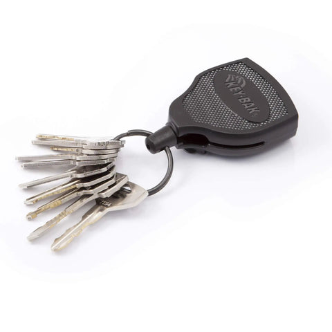 Badass Heavy Duty Locking Keychain With 36 Inch Retractable Aramid Strap Shatter Proof Case Built Tough For Everyday Carry Anti Snag Ball Joint Swivel Design Made In Usa Matte Black