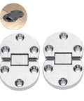 2Pcs zinc alloy flap hinges for self-supporting folding tables, silver oval hinge plates