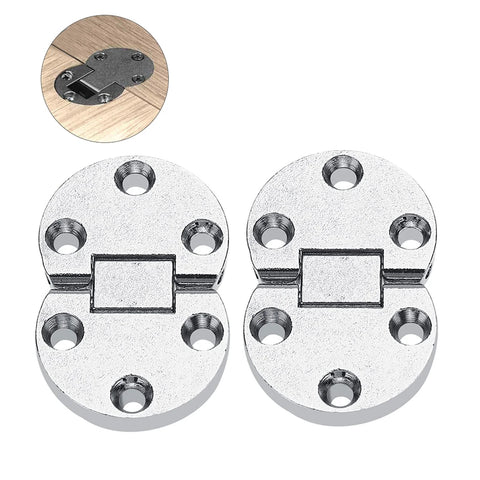 2Pcs zinc alloy flap hinges for self-supporting folding tables, silver oval hinge plates