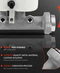 Brake Master Cylinder With Reservoir And Sensor For Chevy GMC Cadillac Trucks And SUVs Fits Silverado 1500 Sierra Tahoe Yukon Suburban And Escalade 2009 2014 Perfect Replacement, showing anodic oxidation process and metal material close-up.