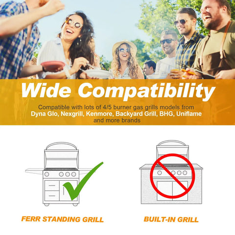 Universal Grease Tray With Catch Pan For 24 To 30 Inch Grills For Backyard Barbecues Drip Pan Replacement Parts For 4 To 5 Burner Gas Grills Fits Nexgrill Kenmore BHG Expert Black, compatibility chart for grill types.