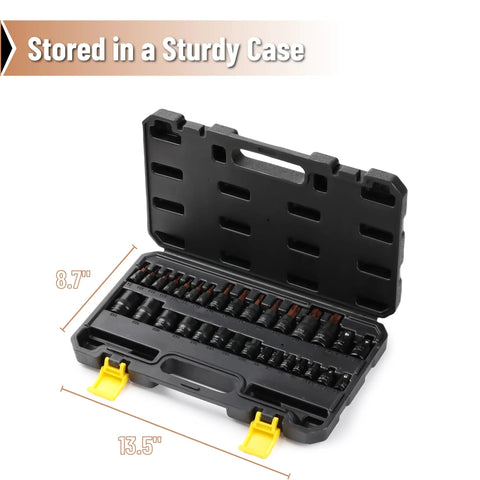 Pro Grade Torx Bit Socket Set And E Torx Socket Set, 31 Pieces, Cr-V Steel in sturdy black carrying case