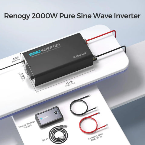 2000W Pure Sine Wave Inverter with Auto Transfer Switch and Bluetooth Module 12V to 110V Power Converter setup