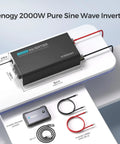 Heavy Duty 2000W Pure Sine Wave Power Inverter With Automatic UPS Transfer Switch and Bluetooth Monitoring, 12V DC to 120V AC Converter.