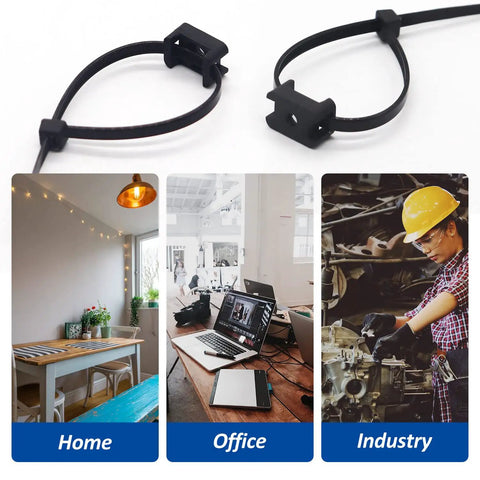 Pro Grade Zip Tie Mounts Kit With 60 8 Inch Ties 60 Saddle Base Clips And Screws Durable Black Wire Organizer Bundle for various uses