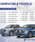 Compatible models for Premium ABS Wheel Speed Sensor Rear Center For Dodge Ram 1500 2500 3500 Dakota Durango displayed.