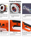 Image showing Heavy Duty 2300W Electric Pipe Threader Kit with all-aluminum head, carbon steel die, and safety switch features.