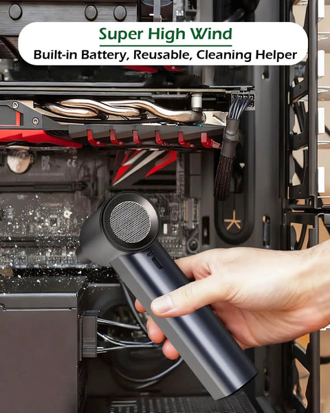 Person using Beast Mode Cordless Air Duster 130000 RPM Turbo Blower With Rechargeable Brushless Motor Adjustable Airflow