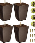 Espresso Wood Furniture Legs Set Of 4 5 Inch Square Screw In Replacement Feet For Sofas Couches And Coffee Tables Durable Tapered Bench Legs