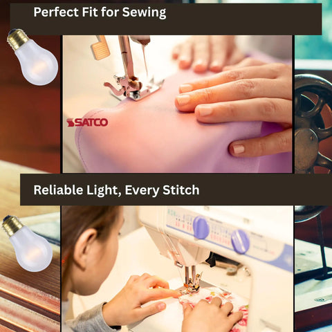 Shatterproof 40W A15 Light Bulbs Frosted 2700K Warm White 130V E26 Base in sewing machines for tight spaces, 6 pack
