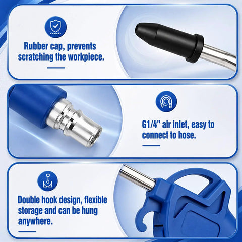 Kick Ass 20 Pack Air Blower Guns with 4 Inch Angled Stainless Steel Nozzles rubber cap and G1/4" air inlet for easy hose connection.