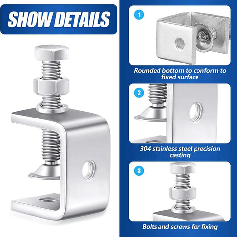 Heavy Duty C Clamp Woodworking Clamp Fixtures Stainless Steel With Adjustable Positioning Screws Strong Clamping Force details