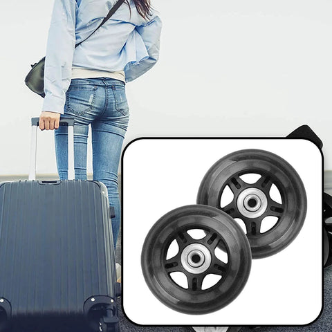 Front view of 80mm PU Replacement Luggage Wheels with ABEC-7 Bearings for Suitcases on a white background.