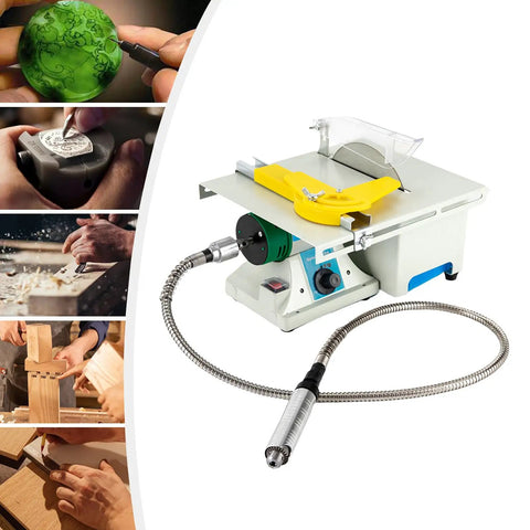 Pro Grade 5 In 1 Lapidary Saw Kit With Jade Grinder And Polisher, Adjustable 800 To 10000 RPM Rock Cutting Machine, close-up view.