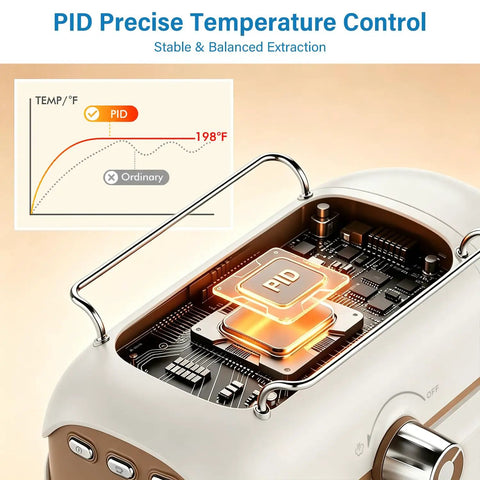 PID precise temperature control system for Compact Espresso Maker With 20 Bar Pressure And Built In Milk Frother.