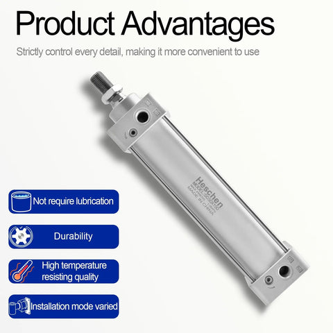 Standard Pneumatic Cylinder SC 50-150 With Port Size PT Quarter Inch, 50mm Bore, 150mm Stroke, Double Acting, Silver Finish