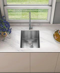 Undermount Single Bowl Kitchen Sink 16x18x8 Inch Dope 18 Gauge 304 Stainless Steel Satin Finish in modern kitchen setup