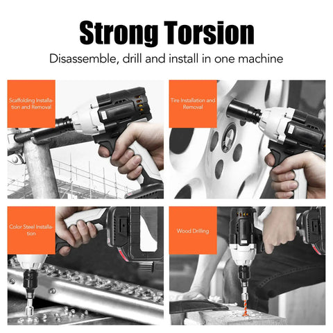 Top Rated Brilluxa Cordless Impact Wrench Kit, 21V Brushless Electric Ratchet With High Torque Power Tool Set For Automotive Lug Nut Removal And Workshop Equipment Assembly Plus Maintenance Gear