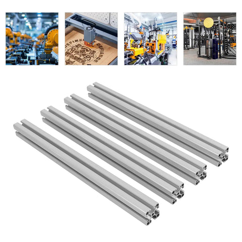 Top Shred Aluminum T-Slot 4 Pack Profiles 50x40mm Anodized 6063 Alloy for CNC projects, showcasing silver anodized bars.