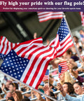 Crowd waving Six Foot Flag Pole Kit with Tangle Free Spinning Design Weather Resistant Rustproof Stainless Steel Pole for 3x5 Flags at event.
