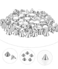 Plastic cone spike studs, silver, with holes for DIY jacket decor
